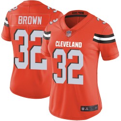Limited Women's Jim Brown Orange Alternate Jersey - #32 Football Cleveland Browns Vapor Untouchable