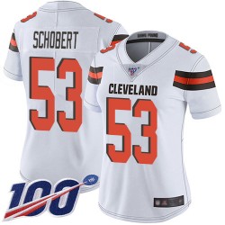 Limited Women's Joe Schobert White Road Jersey - #53 Football Cleveland Browns 100th Season Vapor Untouchable