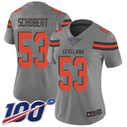 Limited Women's Joe Schobert Gray Jersey - #53 Football Cleveland Browns 100th Season Inverted Legend