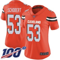 Limited Women's Joe Schobert Orange Alternate Jersey - #53 Football Cleveland Browns 100th Season Vapor Untouchable