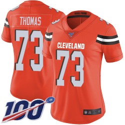 Limited Women's Joe Thomas Orange Alternate Jersey - #73 Football Cleveland Browns 100th Season Vapor Untouchable