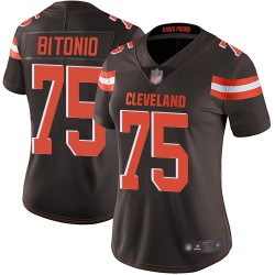 Limited Women's Joel Bitonio Brown Home Jersey - #75 Football Cleveland Browns Vapor Untouchable