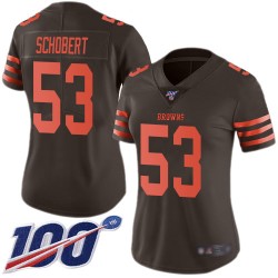 Limited Women's Joe Schobert Brown Jersey - #53 Football Cleveland Browns 100th Season Rush Vapor Untouchable