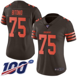 Limited Women's Joel Bitonio Brown Jersey - #75 Football Cleveland Browns 100th Season Rush Vapor Untouchable