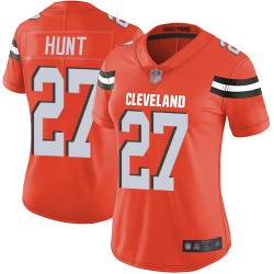 Limited Women's Kareem Hunt Orange Alternate Jersey - #27 Football Cleveland Browns Vapor Untouchable