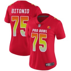 Limited Women's Joel Bitonio Red Jersey - #75 Football Cleveland Browns AFC 2019 Pro Bowl