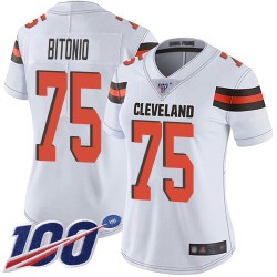 Limited Women's Joel Bitonio White Road Jersey - #75 Football Cleveland Browns 100th Season Vapor Untouchable
