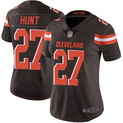 Limited Women's Kareem Hunt Brown Home Jersey - #27 Football Cleveland Browns Vapor Untouchable