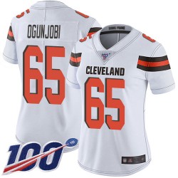 Limited Women's Larry Ogunjobi White Road Jersey - #65 Football Cleveland Browns 100th Season Vapor Untouchable