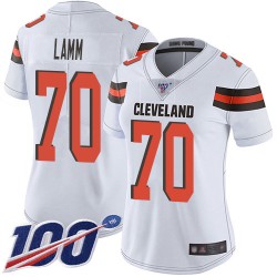 Limited Women's Kendall Lamm White Road Jersey - #70 Football Cleveland Browns 100th Season Vapor Untouchable