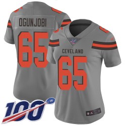 Limited Women's Larry Ogunjobi Gray Jersey - #65 Football Cleveland Browns 100th Season Inverted Legend