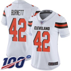 Limited Women's Morgan Burnett White Road Jersey - #42 Football Cleveland Browns 100th Season Vapor Untouchable