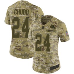 Limited Women's Nick Chubb Camo Jersey - #24 Football Cleveland Browns 2018 Salute to Service
