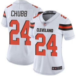 Limited Women's Nick Chubb White Road Jersey - #24 Football Cleveland Browns Vapor Untouchable