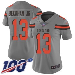 Limited Women's Odell Beckham Jr. Gray Jersey - #13 Football Cleveland Browns 100th Season Inverted Legend