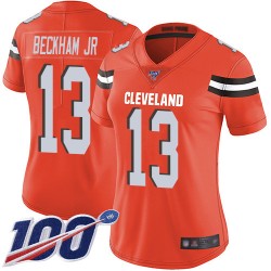 Limited Women's Odell Beckham Jr. Orange Alternate Jersey - #13 Football Cleveland Browns 100th Season Vapor Untouchable
