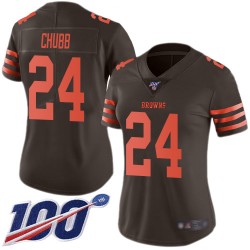 Limited Women's Nick Chubb Brown Jersey - #24 Football Cleveland Browns 100th Season Rush Vapor Untouchable