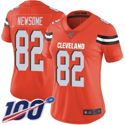 Limited Women's Ozzie Newsome Orange Alternate Jersey - #82 Football Cleveland Browns 100th Season Vapor Untouchable