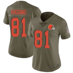 Limited Women's Rashard Higgins Olive Jersey - #81 Football Cleveland Browns 2017 Salute to Service