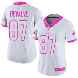 Limited Women's Seth DeValve White/Pink Jersey - #87 Football Cleveland Browns Rush Fashion