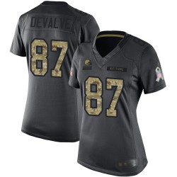 Limited Women's Seth DeValve Black Jersey - #87 Football Cleveland Browns 2016 Salute to Service