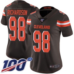 Limited Women's Sheldon Richardson Brown Home Jersey - #98 Football Cleveland Browns 100th Season Vapor Untouchable