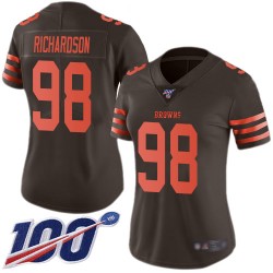 Limited Women's Sheldon Richardson Brown Jersey - #98 Football Cleveland Browns 100th Season Rush Vapor Untouchable