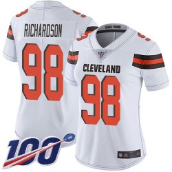 Limited Women's Sheldon Richardson White Road Jersey - #98 Football Cleveland Browns 100th Season Vapor Untouchable