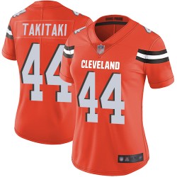 Limited Women's Sione Takitaki Orange Alternate Jersey - #44 Football Cleveland Browns Vapor Untouchable