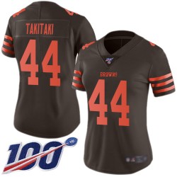 Limited Women's Sione Takitaki Brown Jersey - #44 Football Cleveland Browns 100th Season Rush Vapor Untouchable