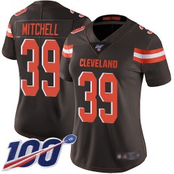 Limited Women's Terrance Mitchell Brown Home Jersey - #39 Football Cleveland Browns 100th Season Vapor Untouchable