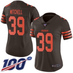 Limited Women's Terrance Mitchell Brown Jersey - #39 Football Cleveland Browns 100th Season Rush Vapor Untouchable