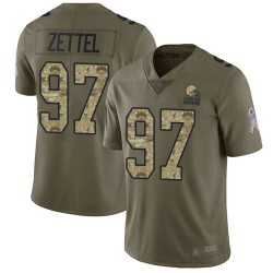Limited Youth Anthony Zettel Olive/Camo Jersey - #97 Football Cleveland Browns 2017 Salute to Service