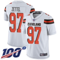Limited Youth Anthony Zettel White Road Jersey - #97 Football Cleveland Browns 100th Season Vapor Untouchable