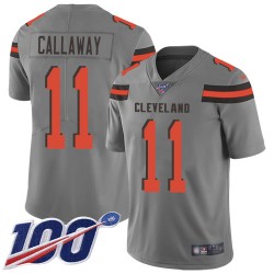 Limited Youth Antonio Callaway Gray Jersey - #11 Football Cleveland Browns 100th Season Inverted Legend
