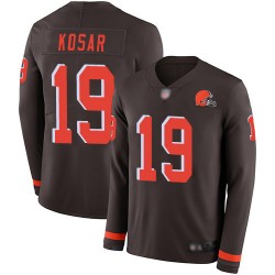 Limited Youth Bernie Kosar Brown Jersey - #19 Football Cleveland Browns Therma Long Sleeve