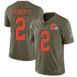 Limited Youth Austin Seibert Olive Jersey - #2 Football Cleveland Browns 2017 Salute to Service
