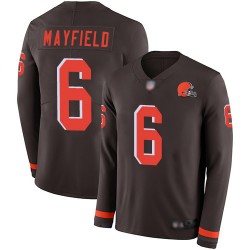 Limited Youth Baker Mayfield Brown Jersey - #6 Football Cleveland Browns Therma Long Sleeve