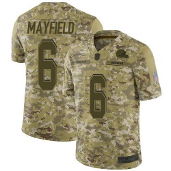 Limited Youth Baker Mayfield Camo Jersey - #6 Football Cleveland Browns 2018 Salute to Service
