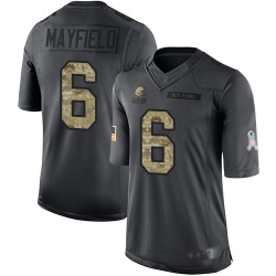 Limited Youth Baker Mayfield Black Jersey - #6 Football Cleveland Browns 2016 Salute to Service