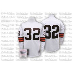 Authentic Men's Jim Brown White Road Jersey - #32 Football Cleveland Browns  Throwback Size 40/M