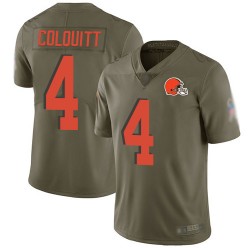 Limited Youth Britton Colquitt Olive Jersey - #4 Football Cleveland Browns 2017 Salute to Service