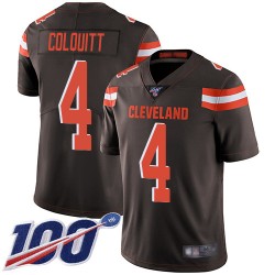 Limited Youth Britton Colquitt Brown Home Jersey - #4 Football Cleveland Browns 100th Season Vapor Untouchable