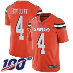Limited Youth Britton Colquitt Orange Alternate Jersey - #4 Football Cleveland Browns 100th Season Vapor Untouchable