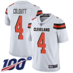 Limited Youth Britton Colquitt White Road Jersey - #4 Football Cleveland Browns 100th Season Vapor Untouchable