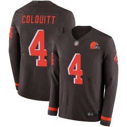 Limited Youth Britton Colquitt Brown Jersey - #4 Football Cleveland Browns Therma Long Sleeve