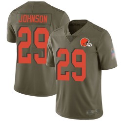 Limited Youth Duke Johnson Olive Jersey - #29 Football Cleveland Browns 2017 Salute to Service