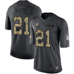 Limited Youth Denzel Ward Black Jersey - #21 Football Cleveland Browns 2016 Salute to Service
