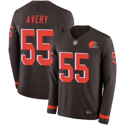Limited Youth Genard Avery Brown Jersey - #55 Football Cleveland Browns Therma Long Sleeve