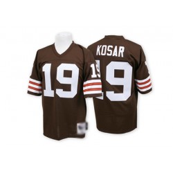 Authentic Men's Bernie Kosar Brown Home Jersey - #19 Football Cleveland Browns Throwback